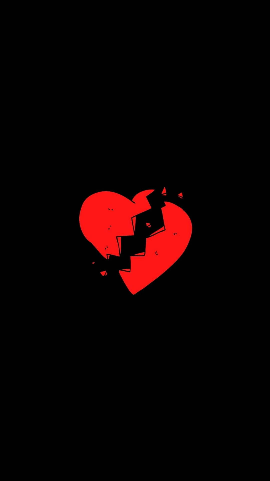 Cartoon Broken Heart Black Background