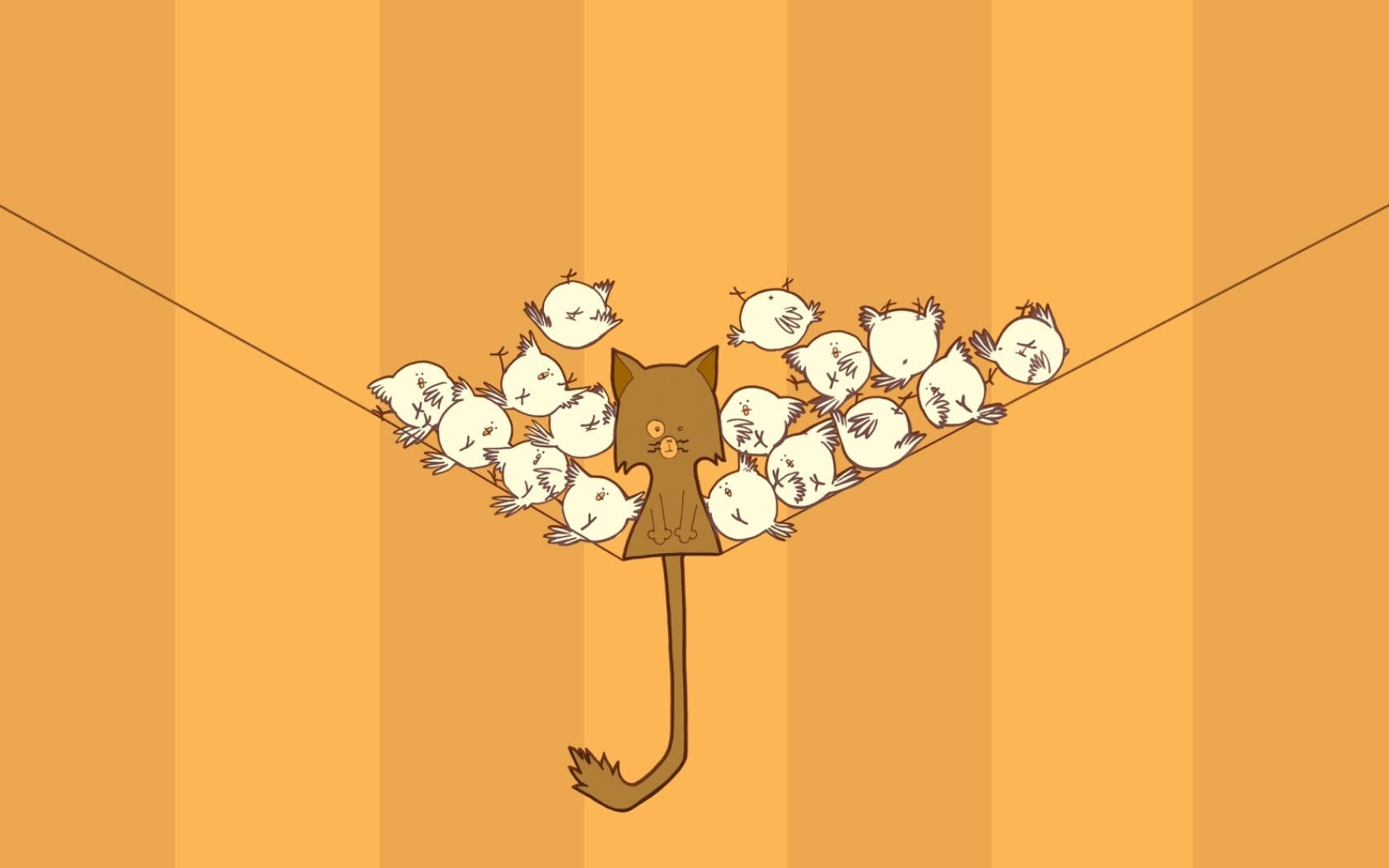 Cartoon Cat And Chickens Background