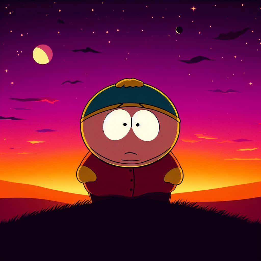 Cartoon Character Sunset Sadness Background