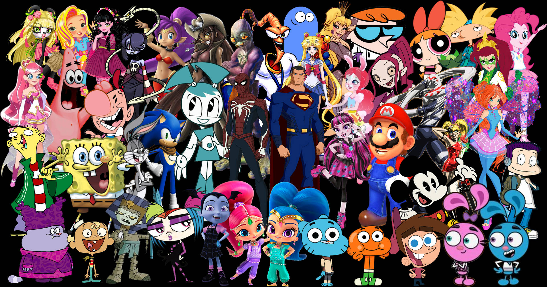 Cartoon Characters Collage Background