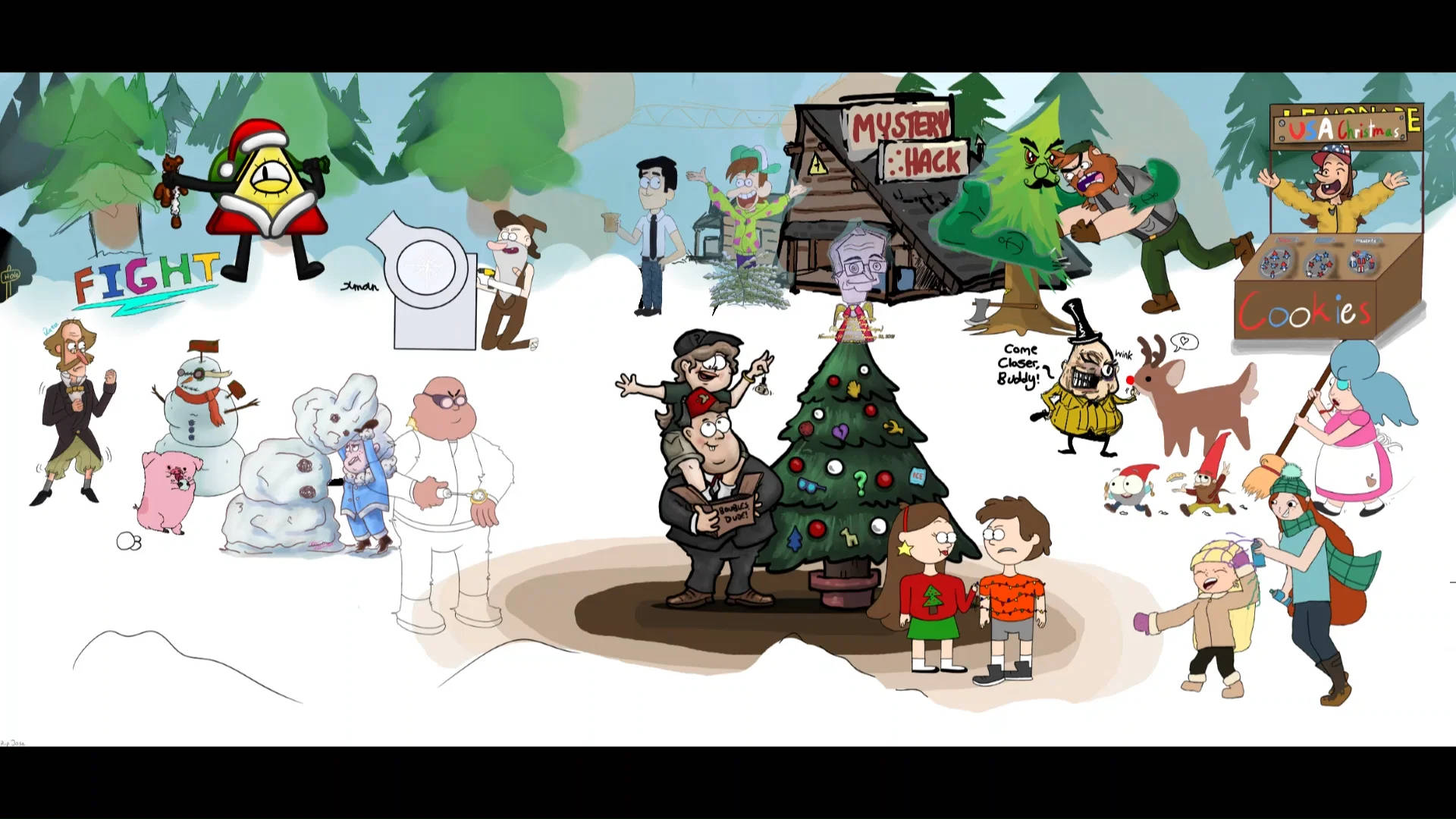 Cartoon Christmas Collage Background