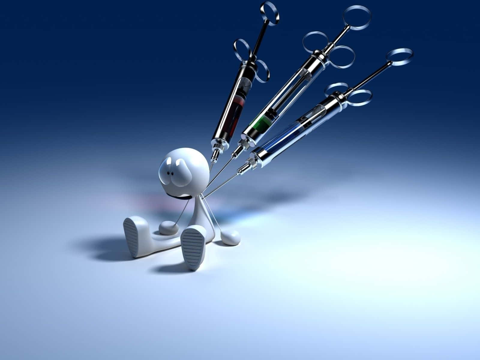 Cartoon Depiction Of A Medical Vaccine Syringe Background