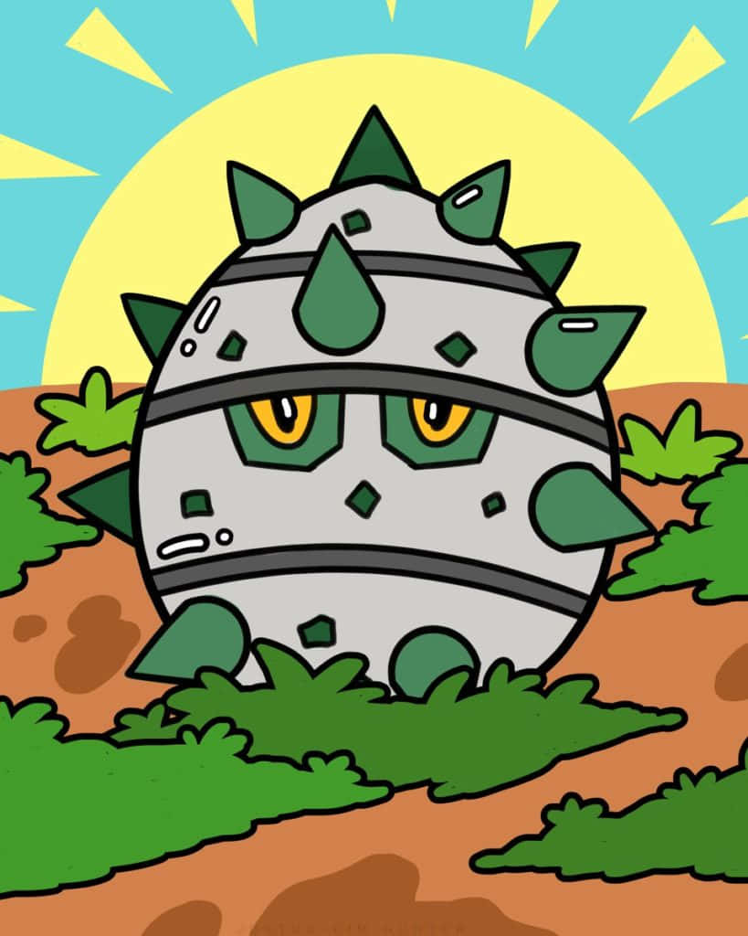 Cartoon Ferroseed Drawing Background