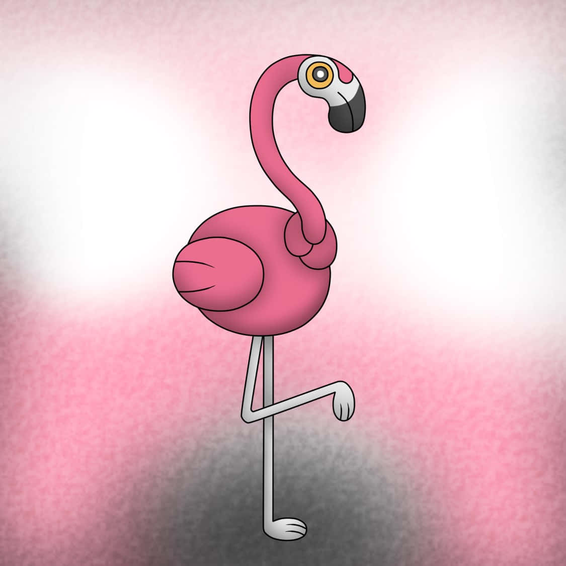 Cartoon Flamingo Standing One Leg Background