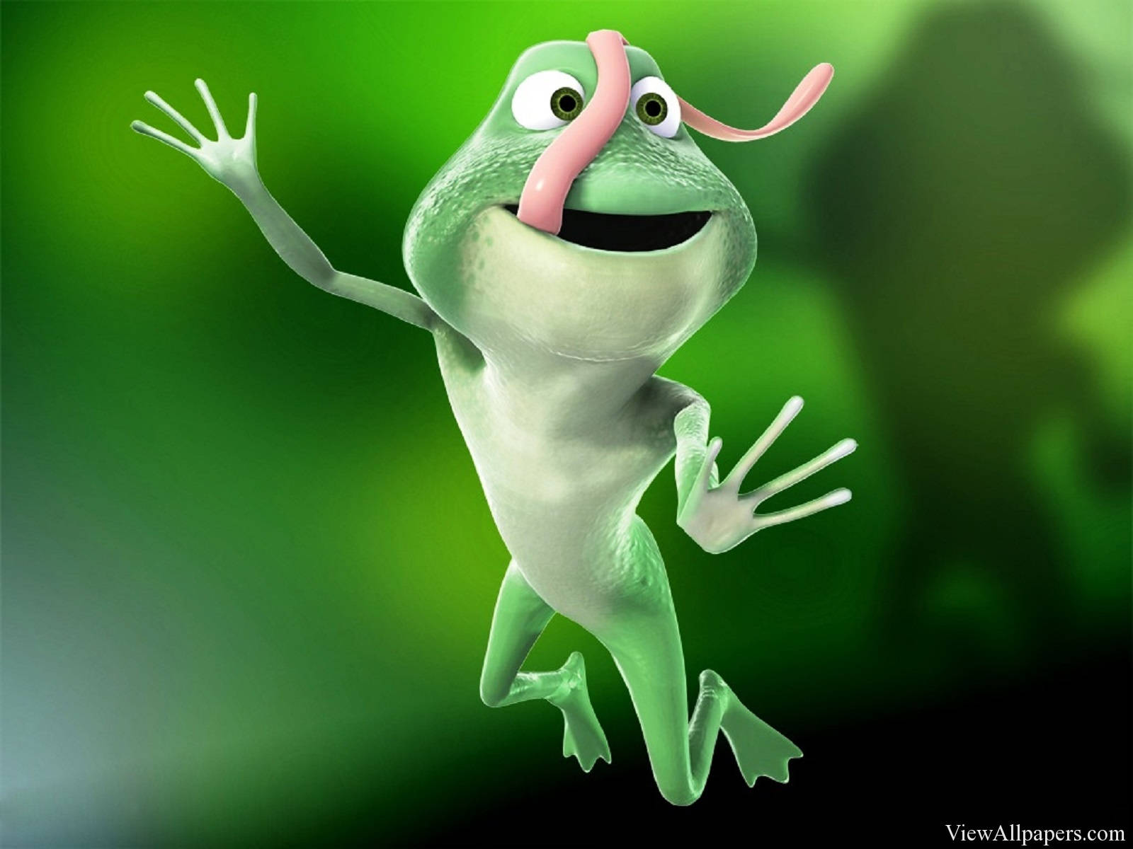 Cartoon Frog Jumping Cute Laptop Background