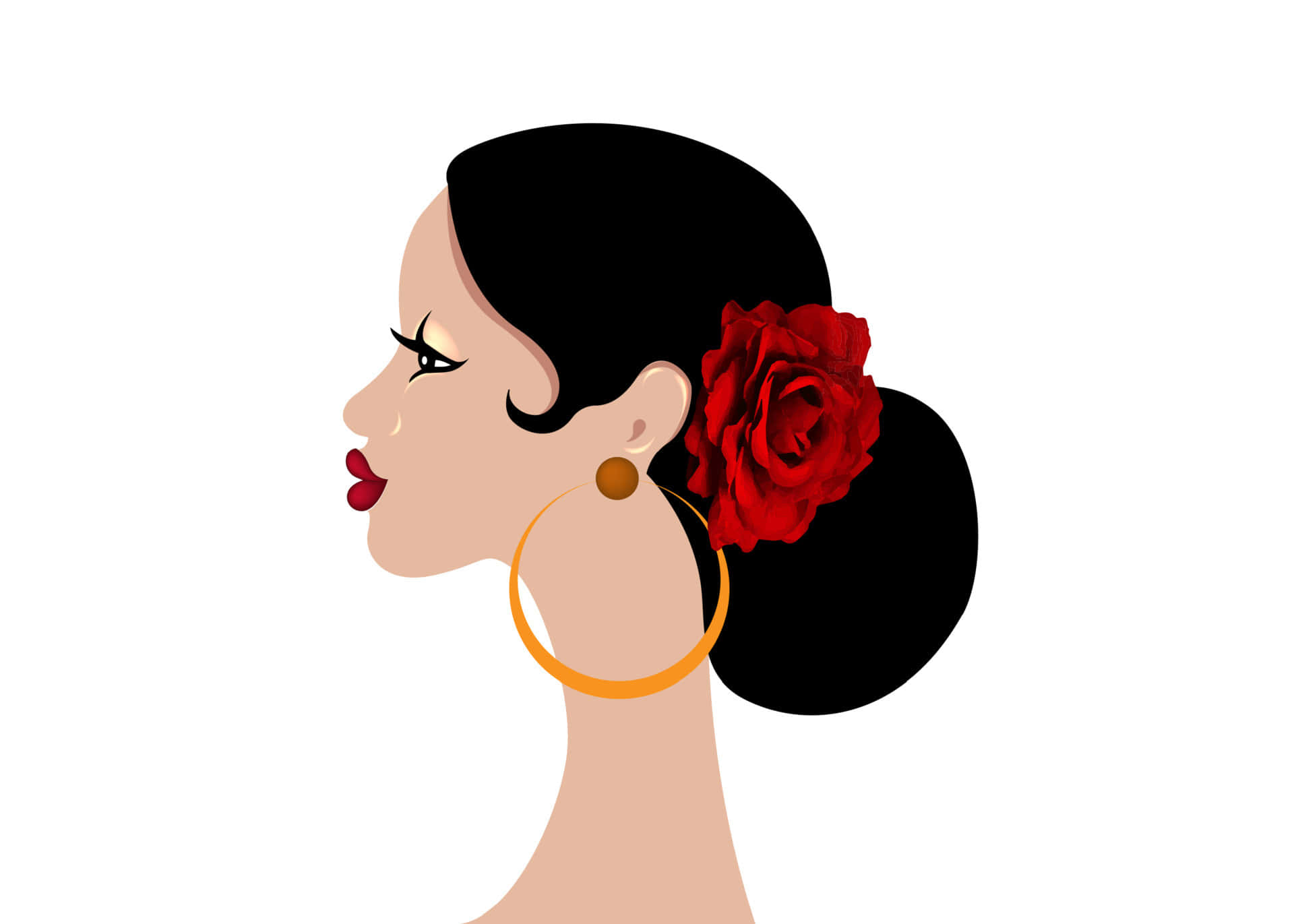 Cartoon Graphic Of Spanish Woman In White