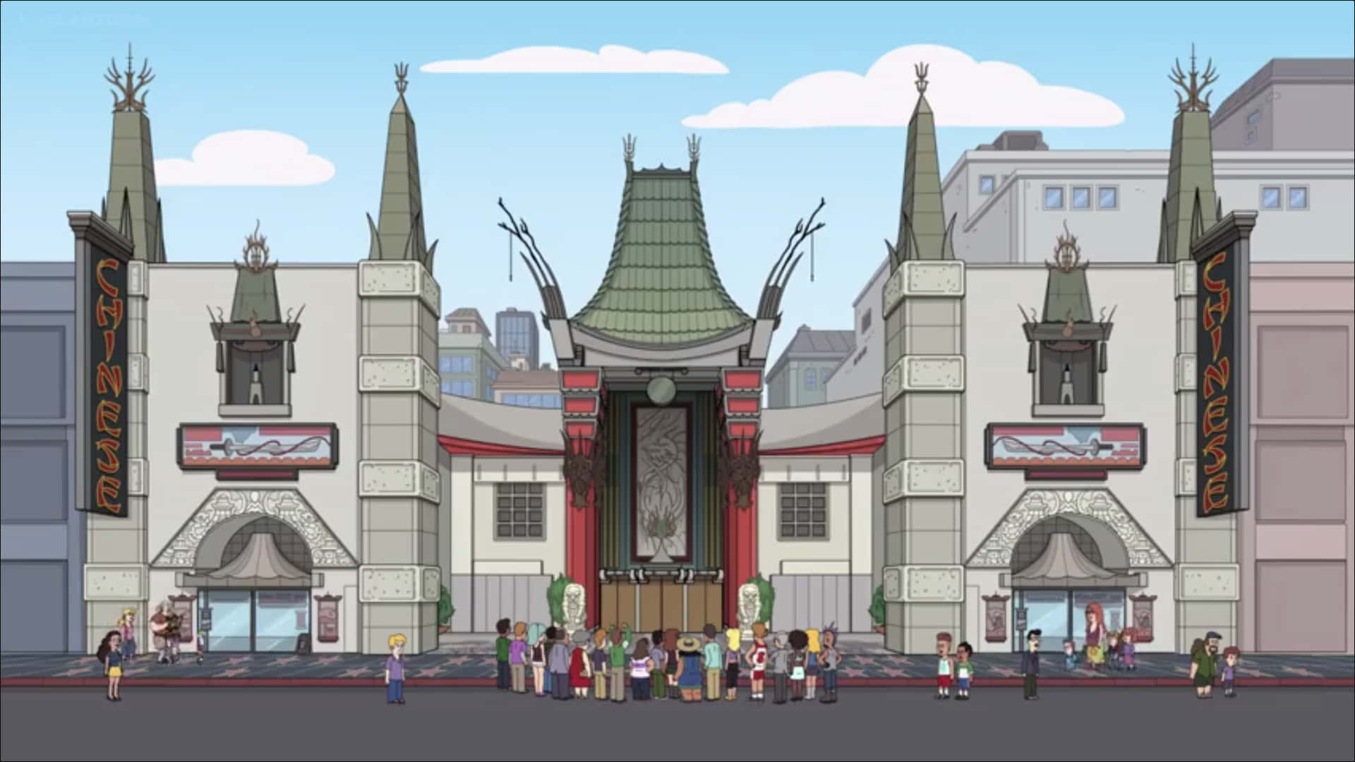 Cartoon Graumans Chinese Theatre Background