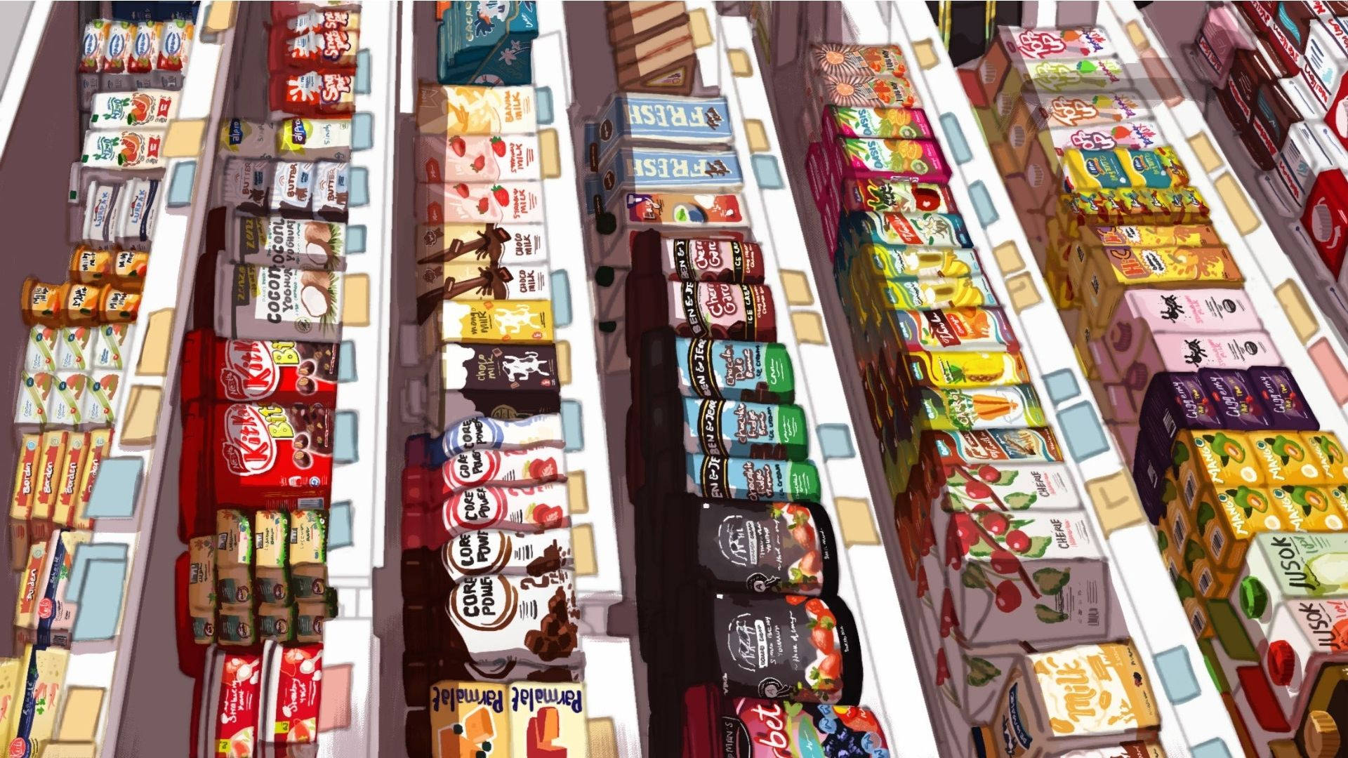 Cartoon Grocery Store Background