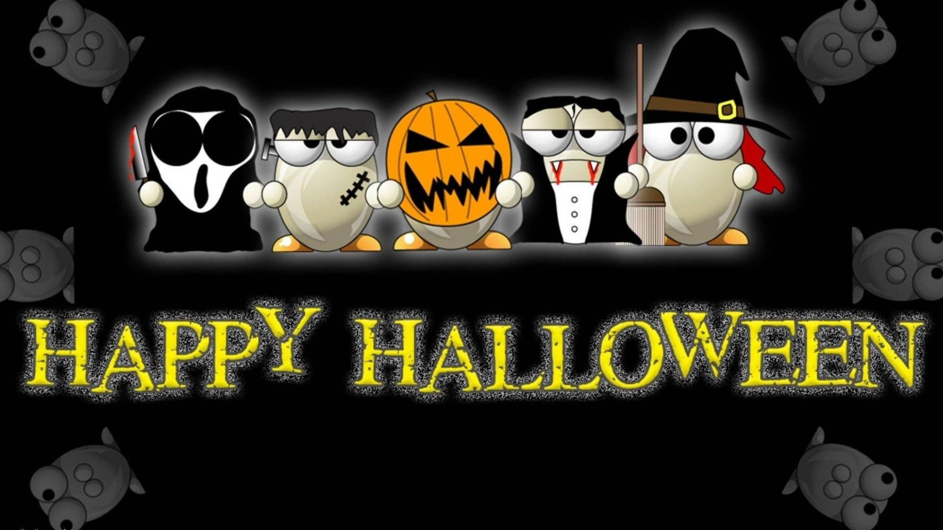 Cartoon Halloween Famous Characters Background