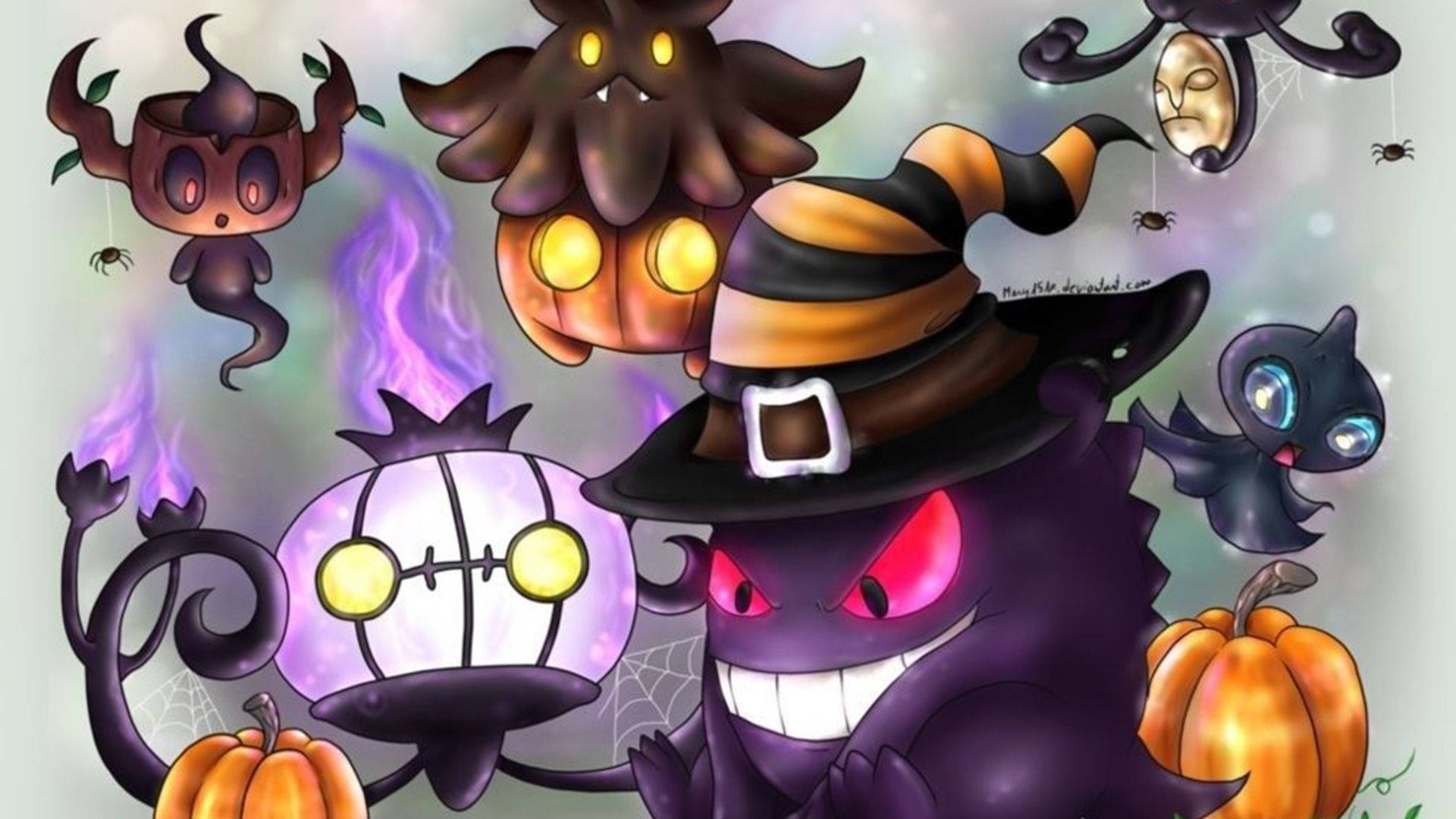 Cartoon Halloween Gleaming Witches Background