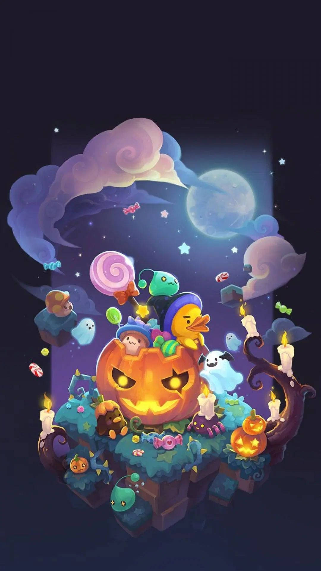 Cartoon Halloween In Pumpkin Background