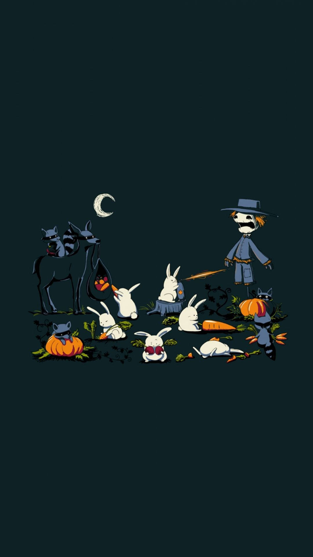 Cartoon Halloween With Scarecrow Background