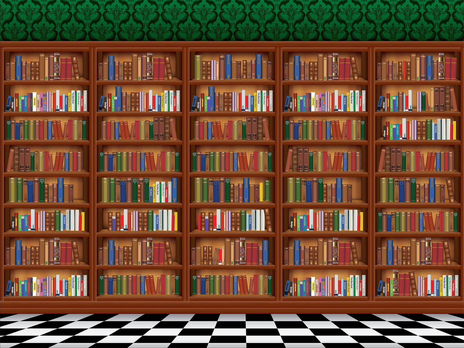 Cartoon Illustrated Library Bookshelf Background