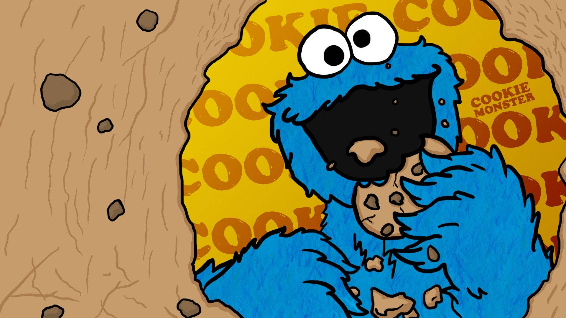 Cartoon Illustration Cookie Monster Background