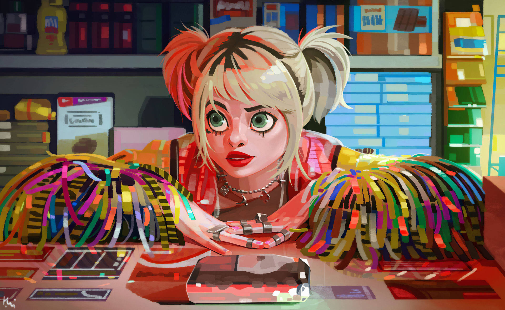 Cartoon Illustration Of Harley Quinn 4k Background
