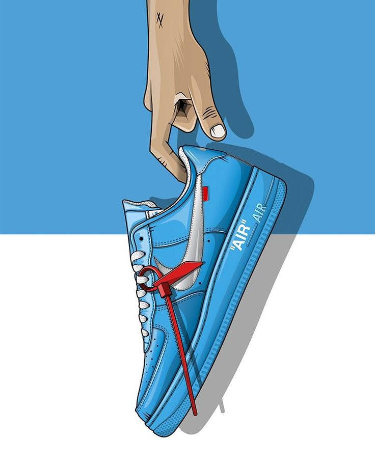 Cartoon Jordan Shoes Air Off-white Blue Background