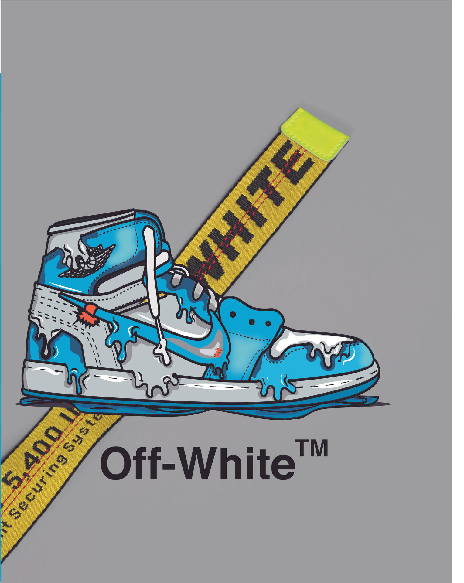 Cartoon Jordan Shoes Blue Off-white Collaboration Background