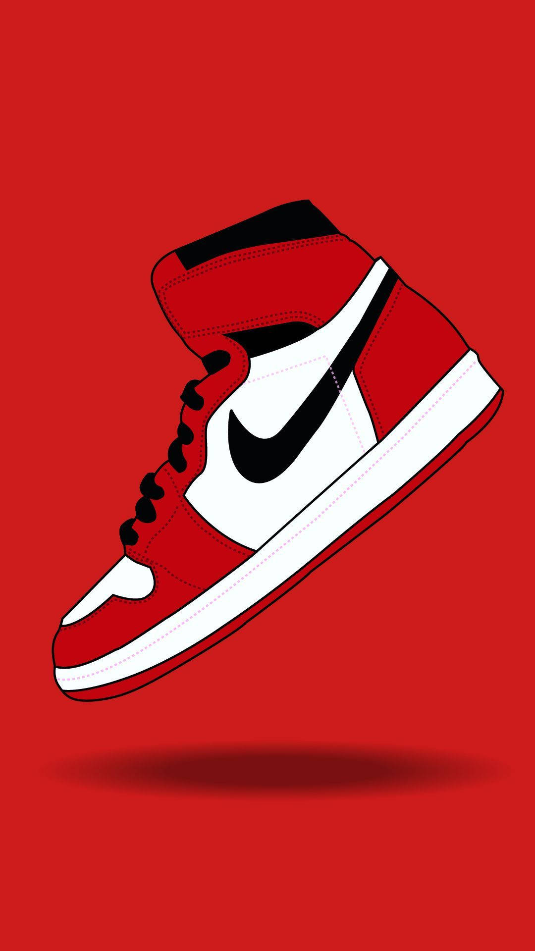 Cartoon Jordan Shoes Chicago Red Background Background