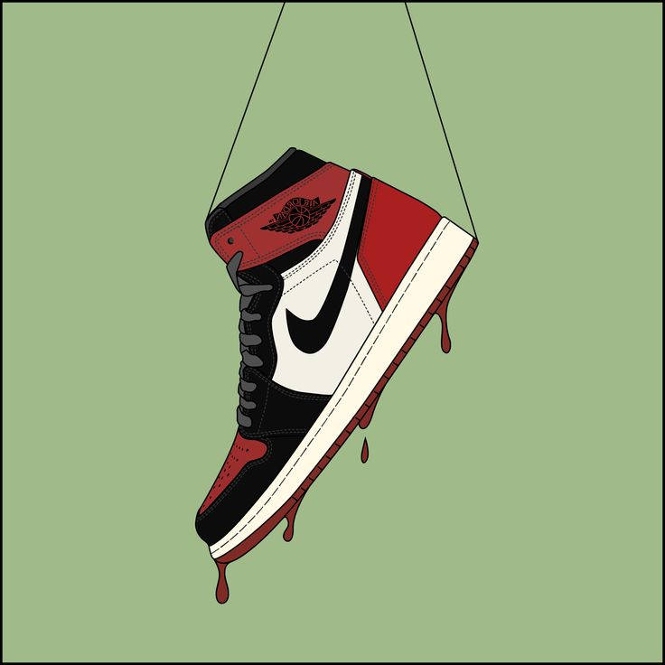 Cartoon Jordan Shoes In Sage Background Background