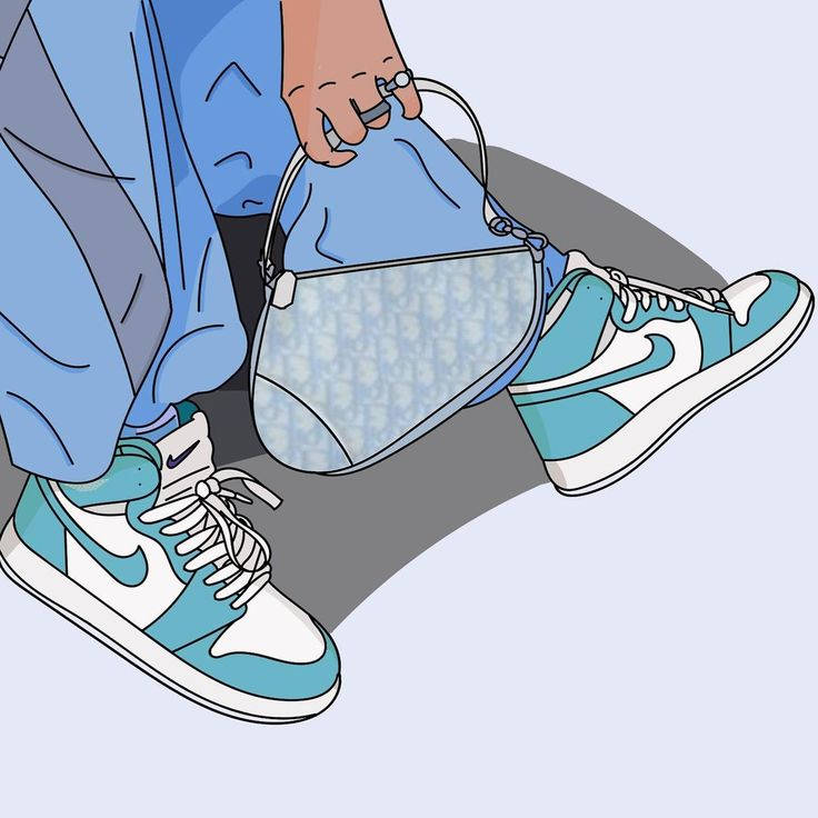 Cartoon Jordan Shoes Person Wearing A Unc