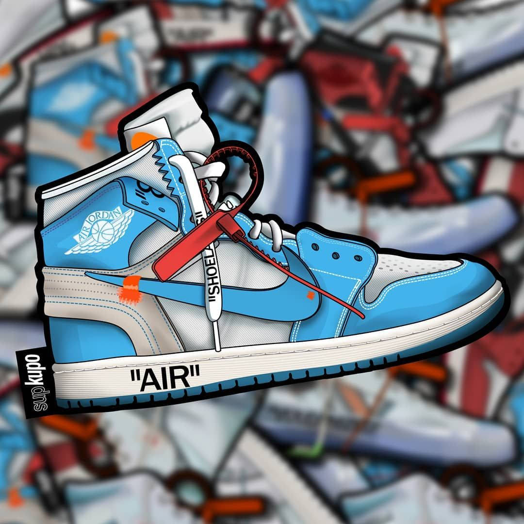 Cartoon Jordan Shoes Turbogreen Background