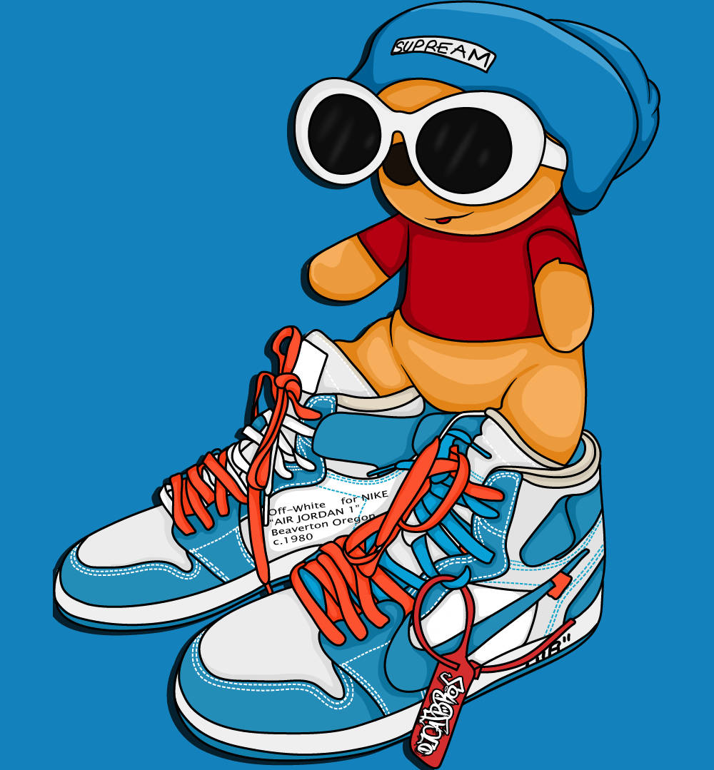 Cartoon Jordan Shoes Unc Winnie The Pooh Background