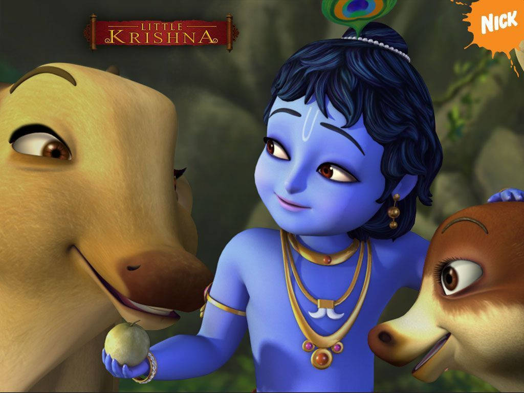 Cartoon Krishna And Animals