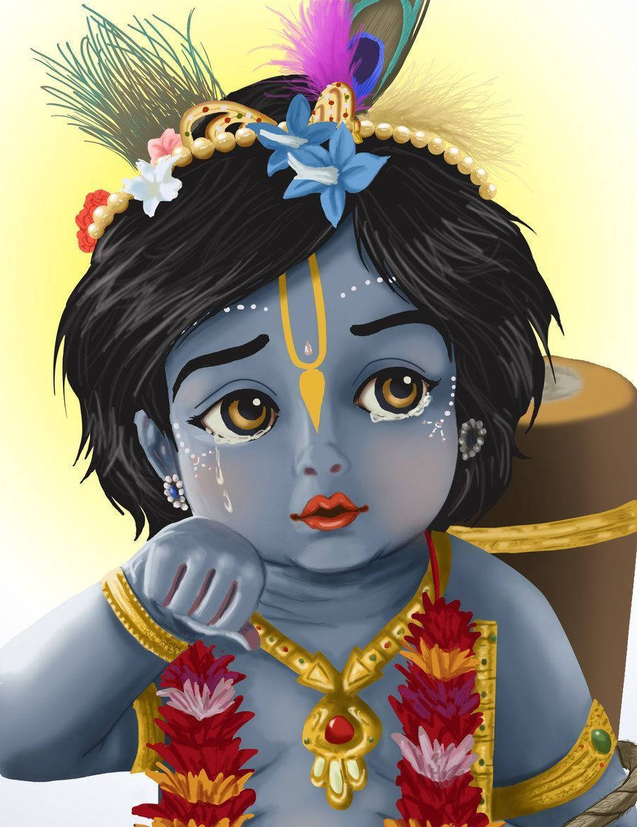 Cartoon Krishna Artwork Background