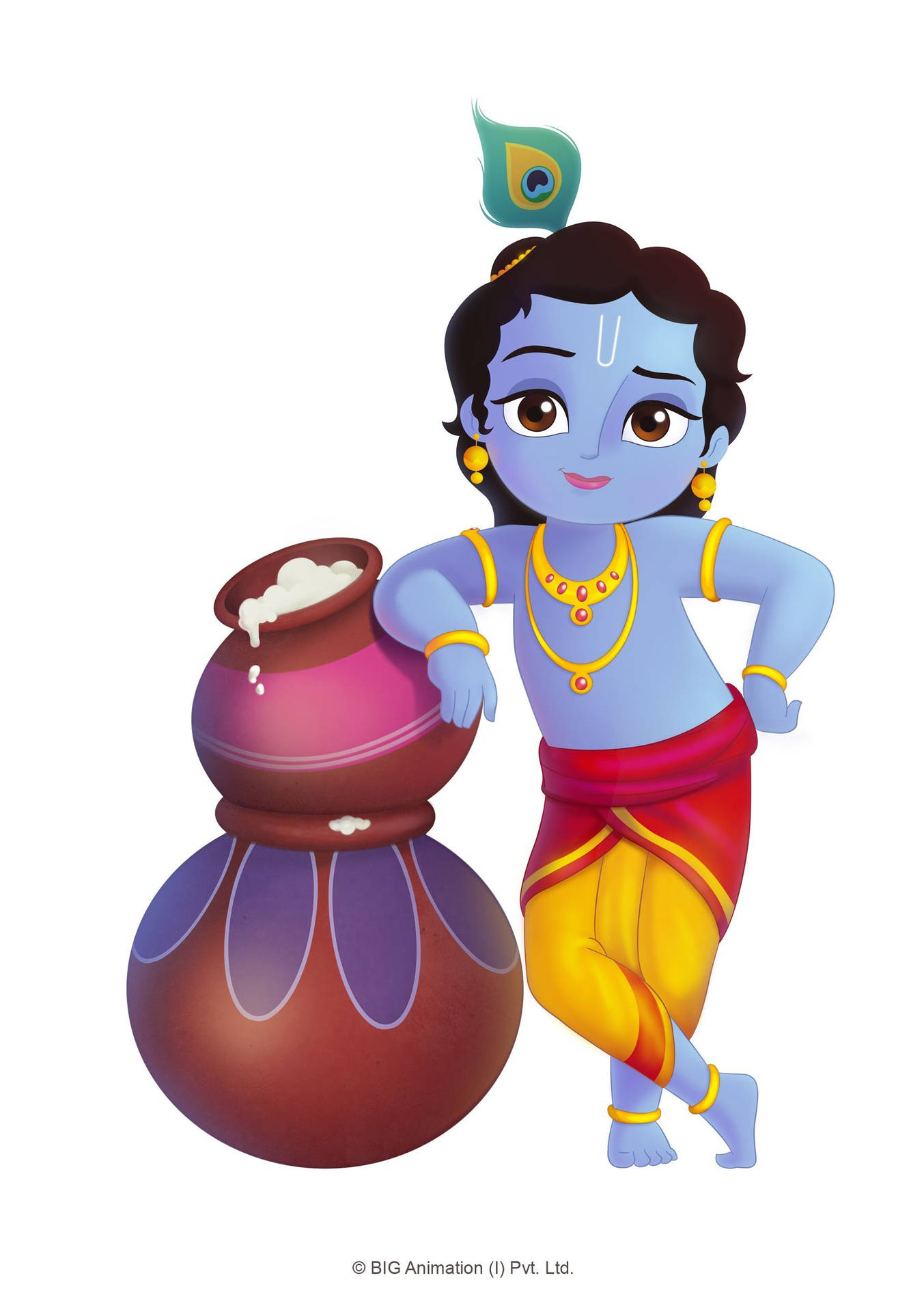 Cartoon Krishna Butter Pot Background