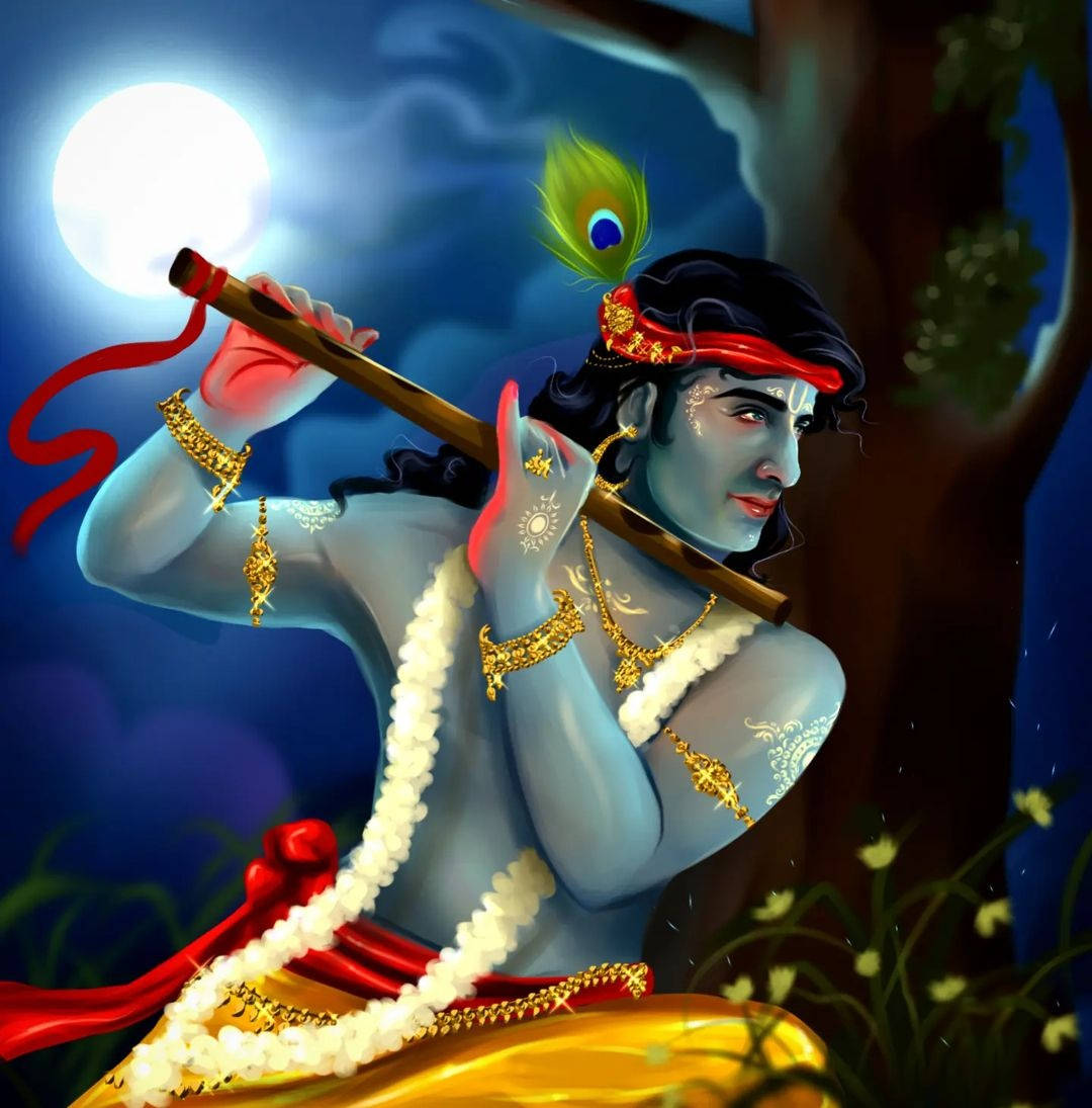 Cartoon Krishna God Background