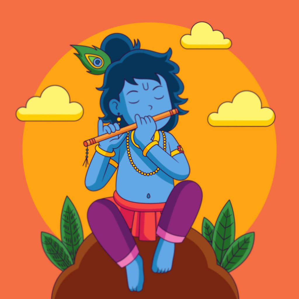 Cartoon Krishna Graphic Background