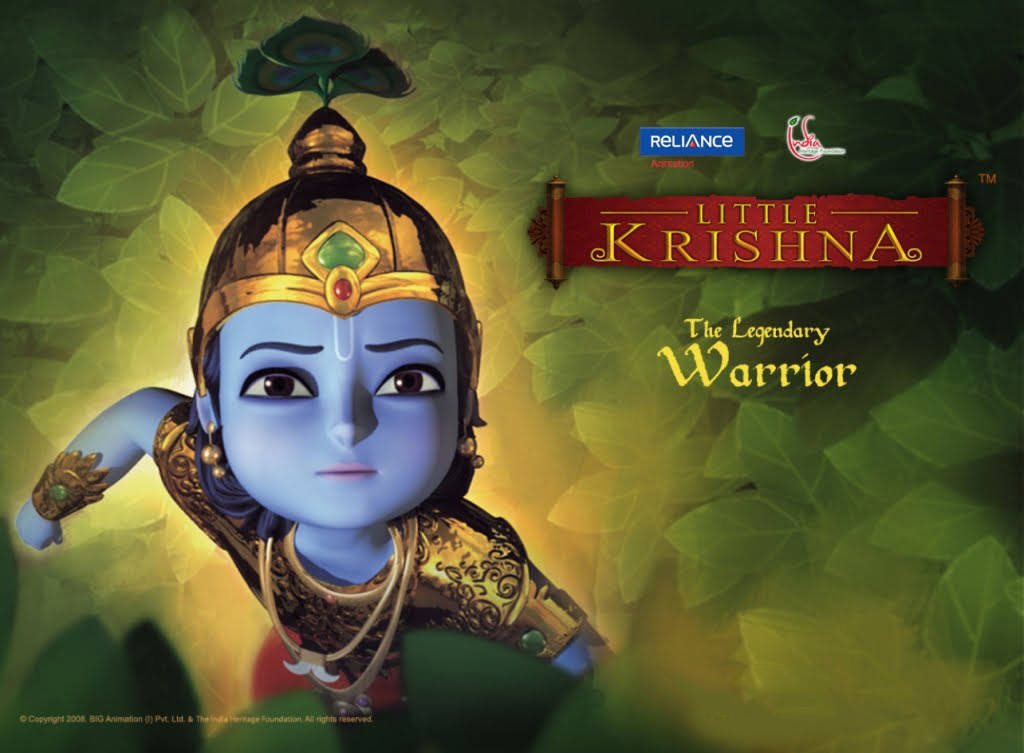 Cartoon Krishna Warrior Background