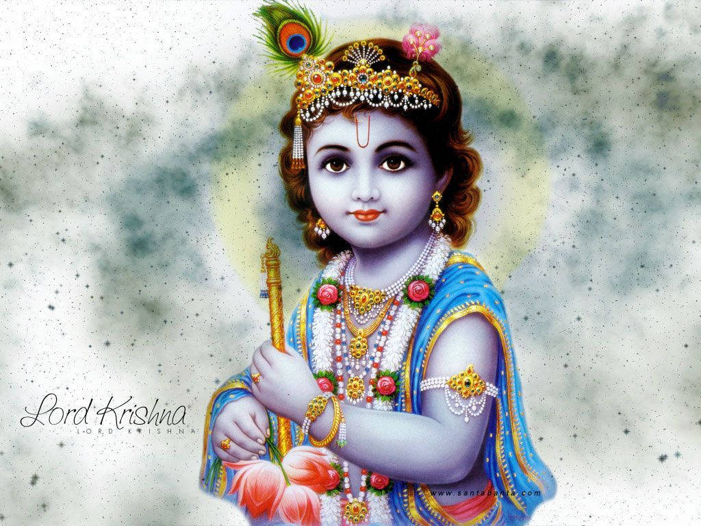 Cartoon Little Child Krishna Background