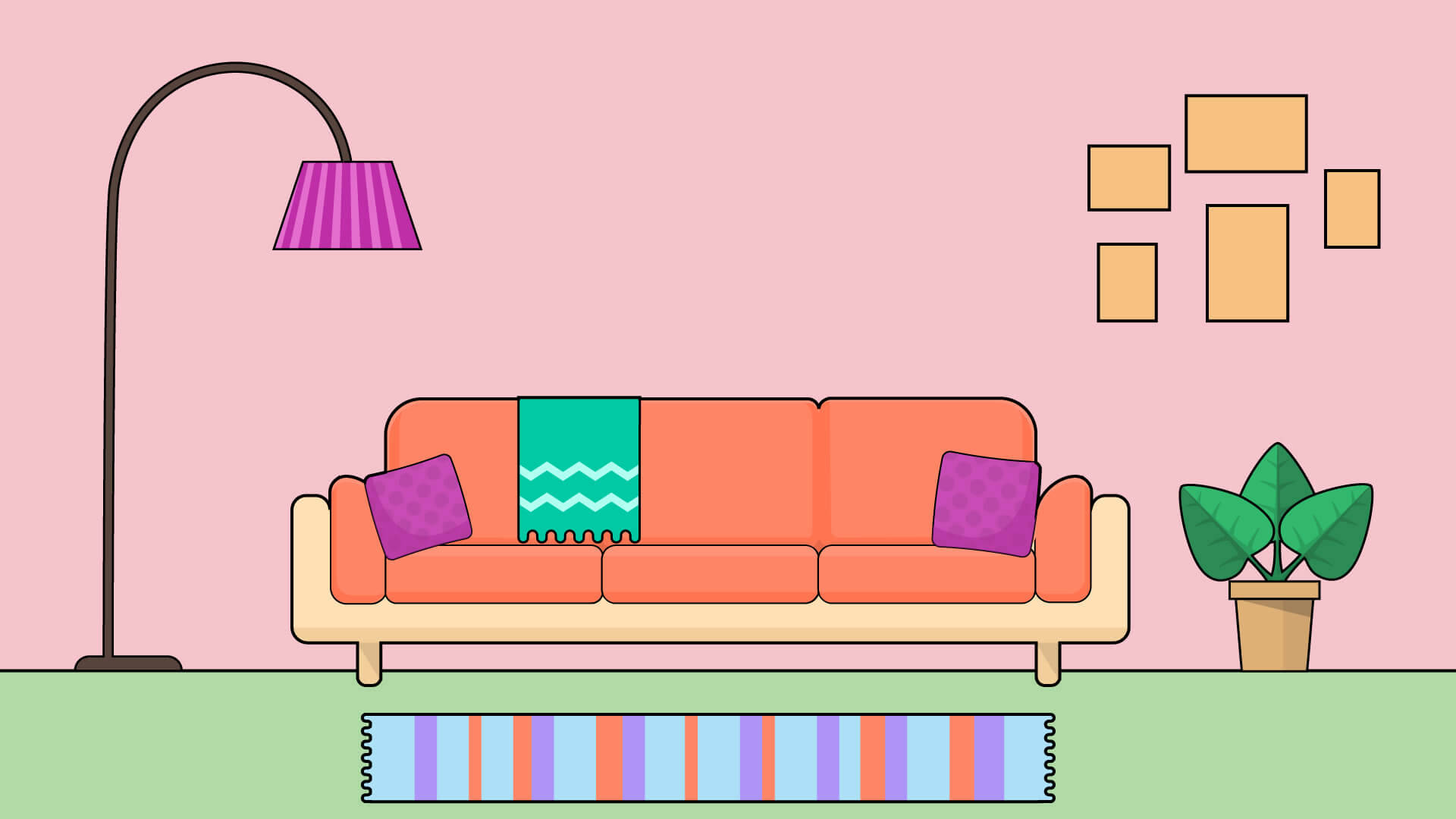 Cartoon Living Room Google Meet Background Background