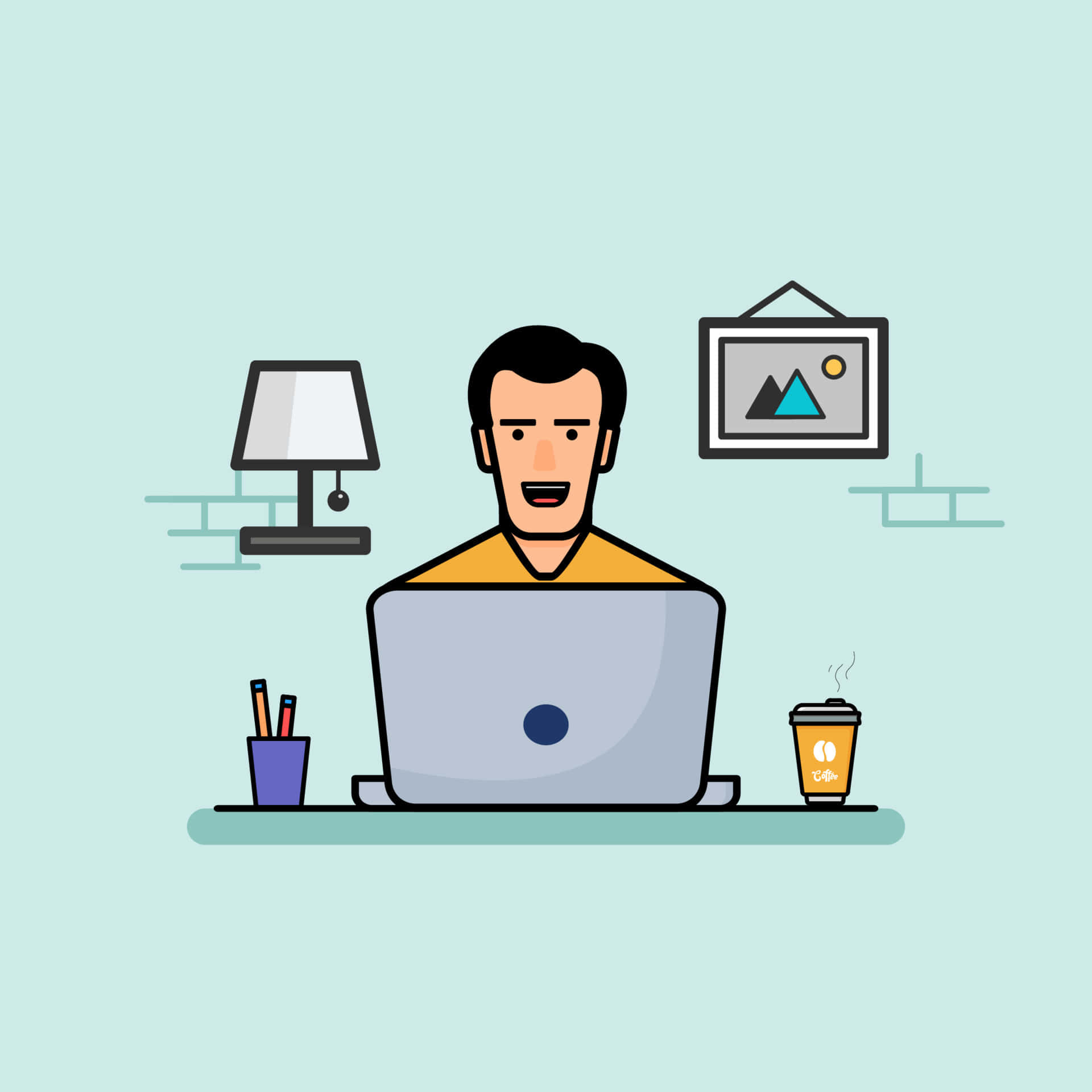 Cartoon Man Working Background