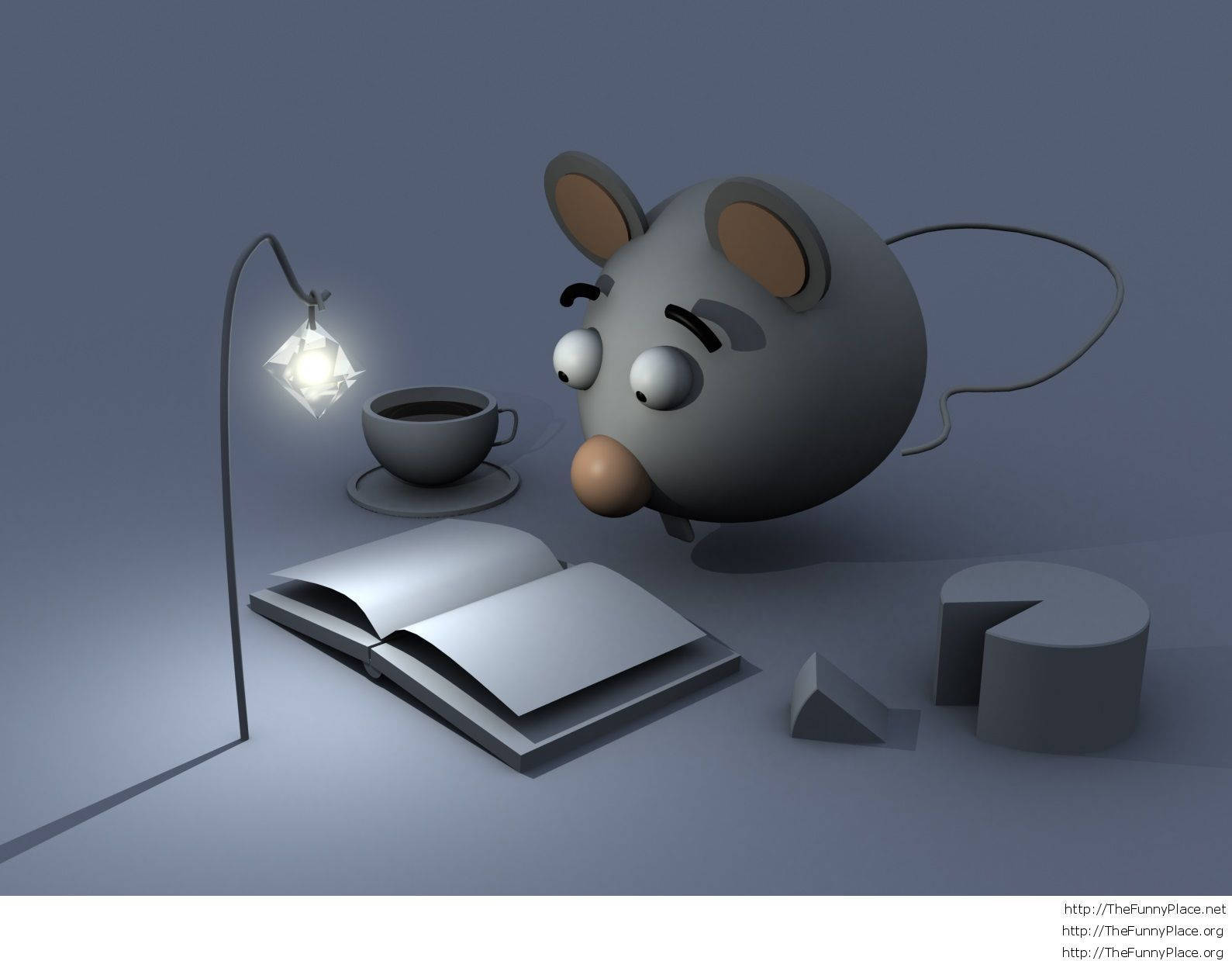 Cartoon Mouse Studying Cute Laptop Background