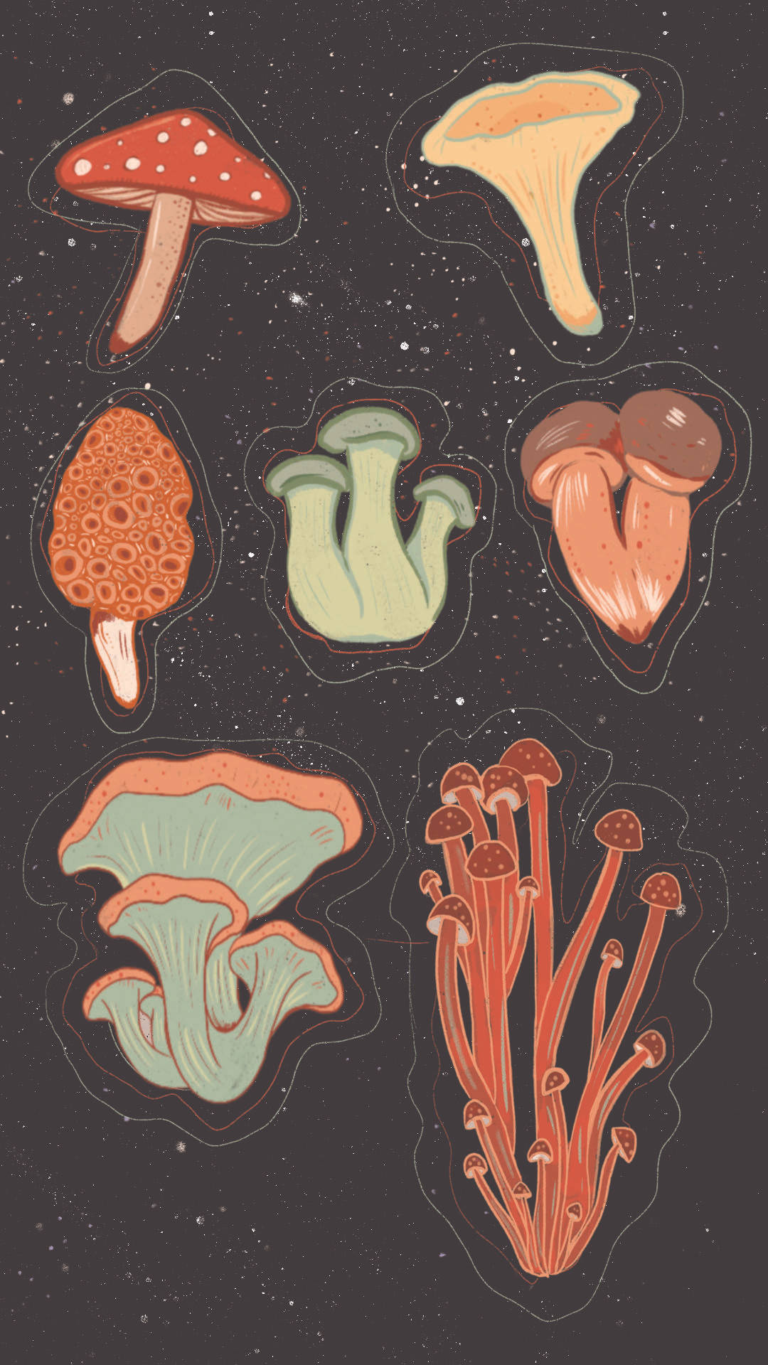 Cartoon Mushroom Aesthetic Background