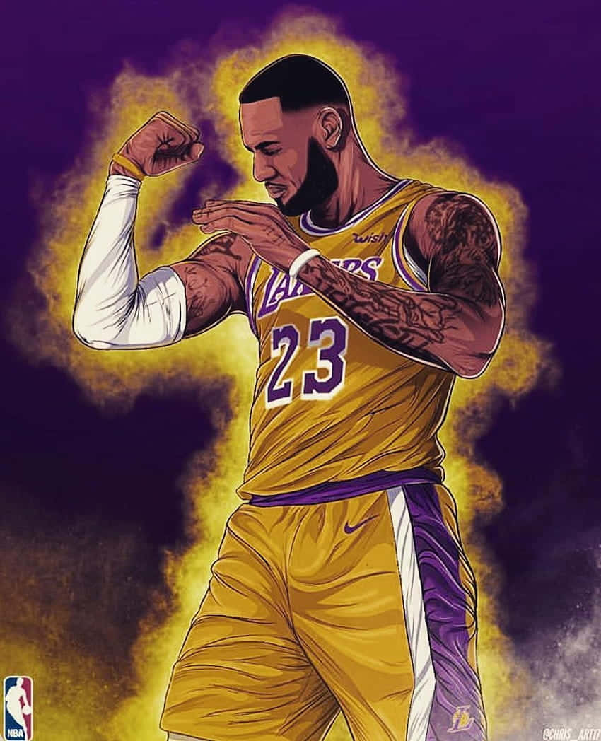 Cartoon Nba Players Lebron James Background