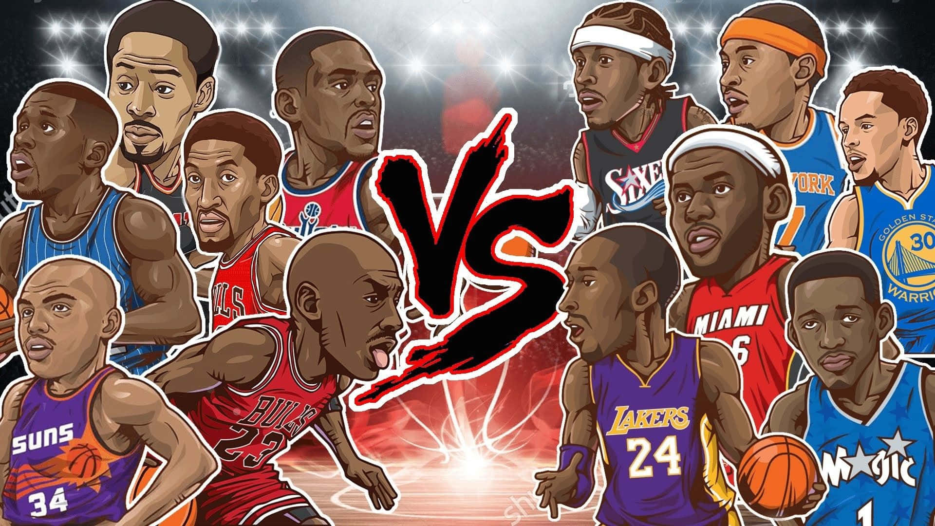 Cartoon Nba Players Team Background