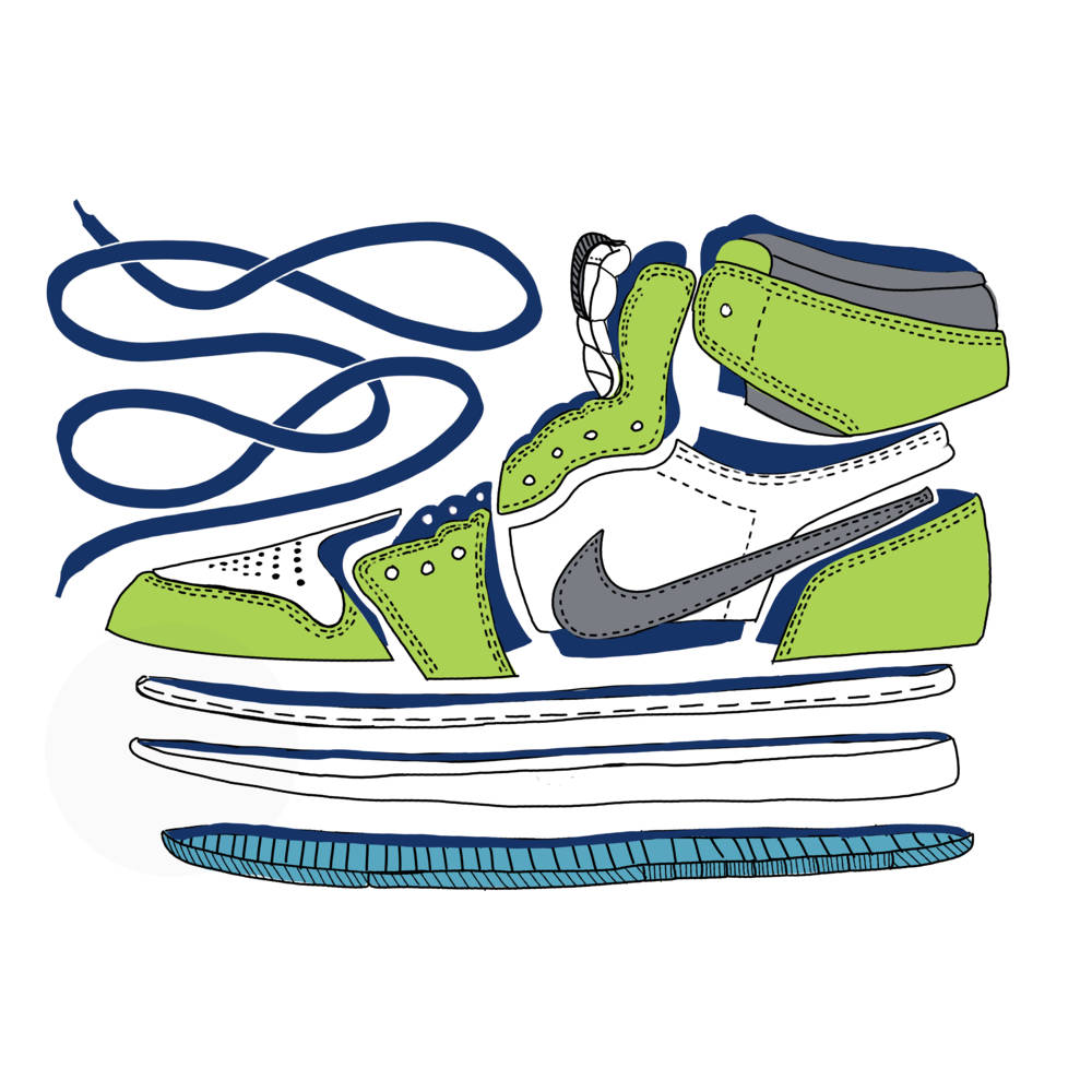 Cartoon Nike Shoes Body Breakdown Background