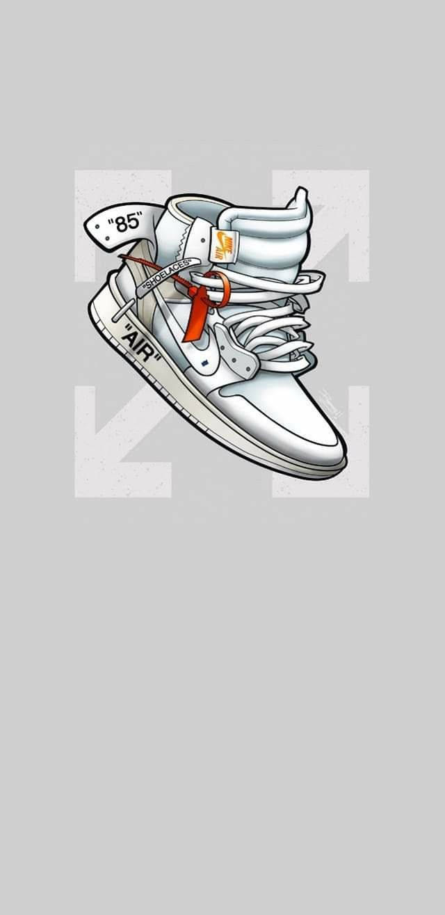 Cartoon Nike Shoes Grey Background