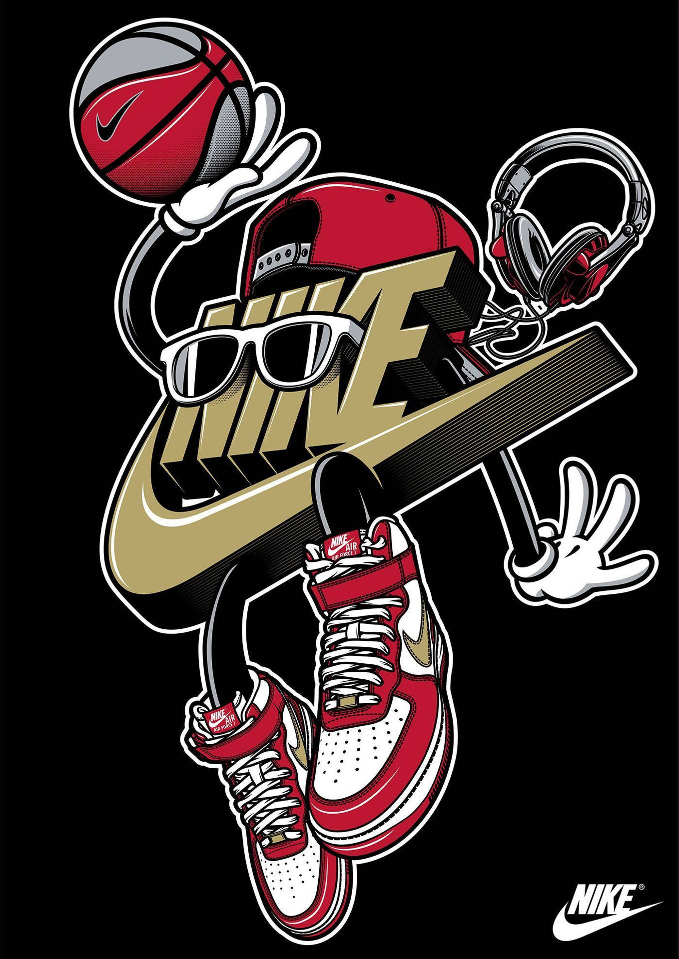 Cartoon Nike Shoes On Logo Background