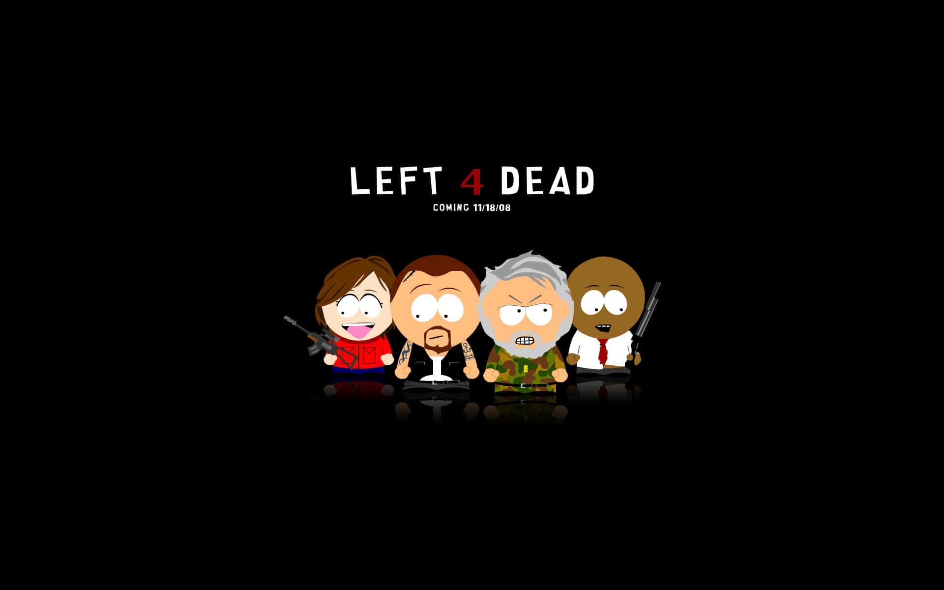 Cartoon Parody Of Left 4 Dead Game Characters Background