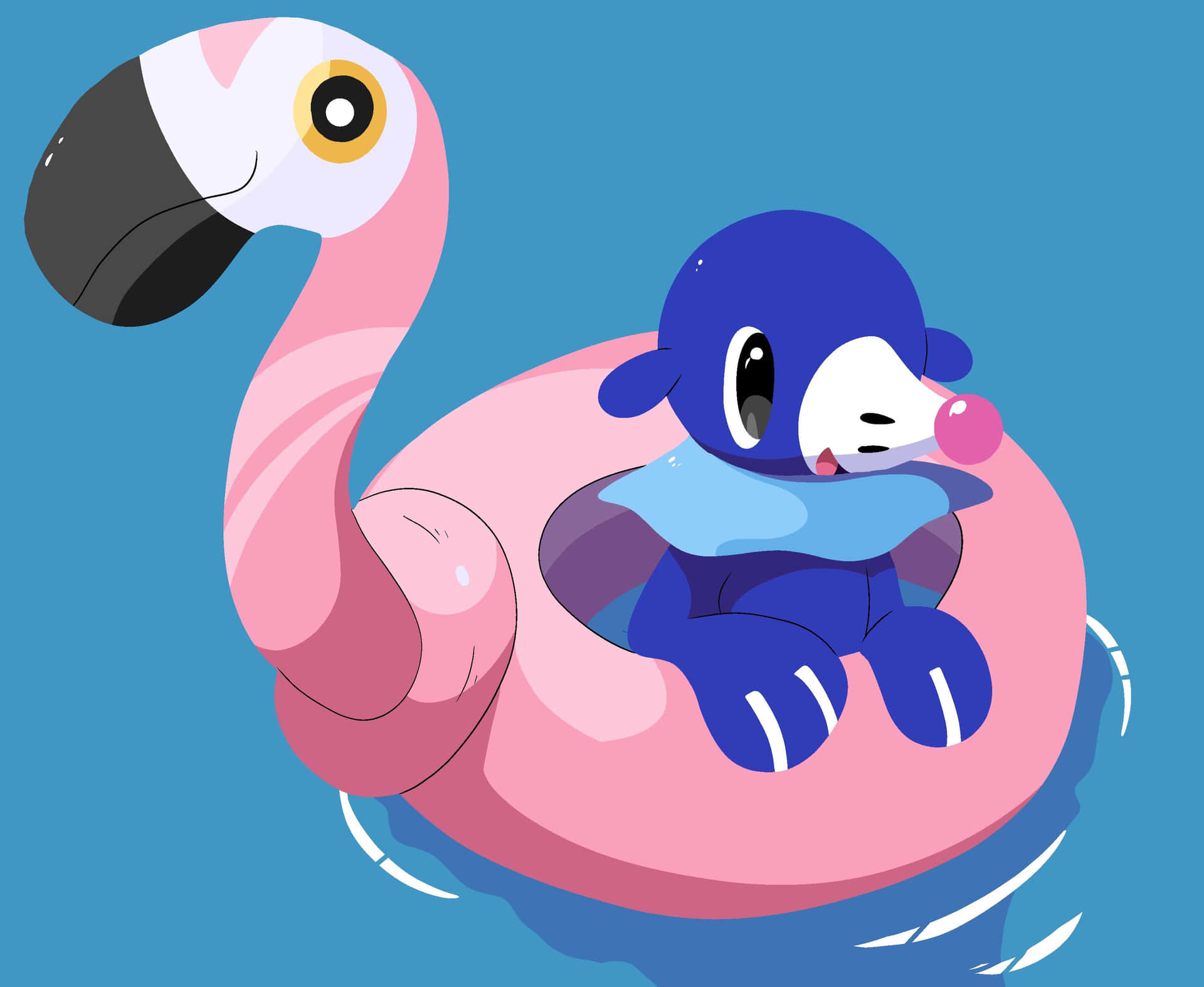 Cartoon Popplioon Flamingo Floatie