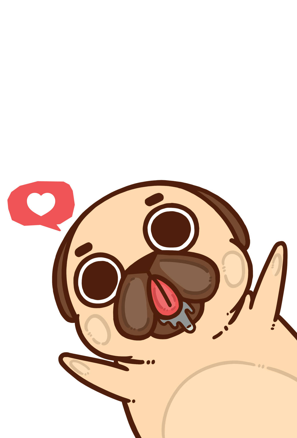 Cartoon Pug Dog With Heart