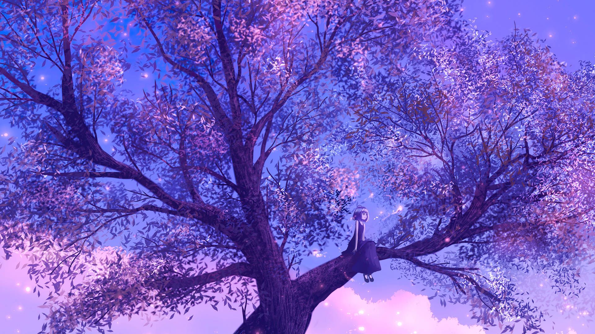 Cartoon Purple Tree Background