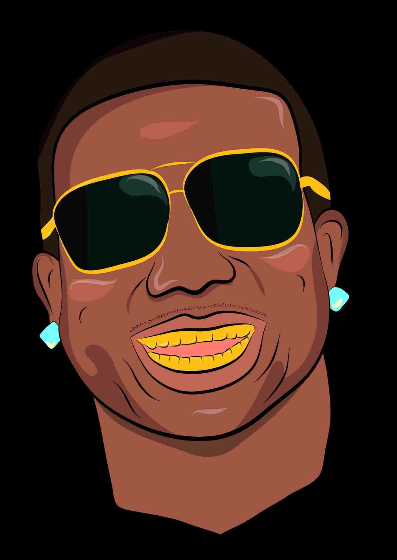 Cartoon Rapper Gucci Mane Gold Teeth