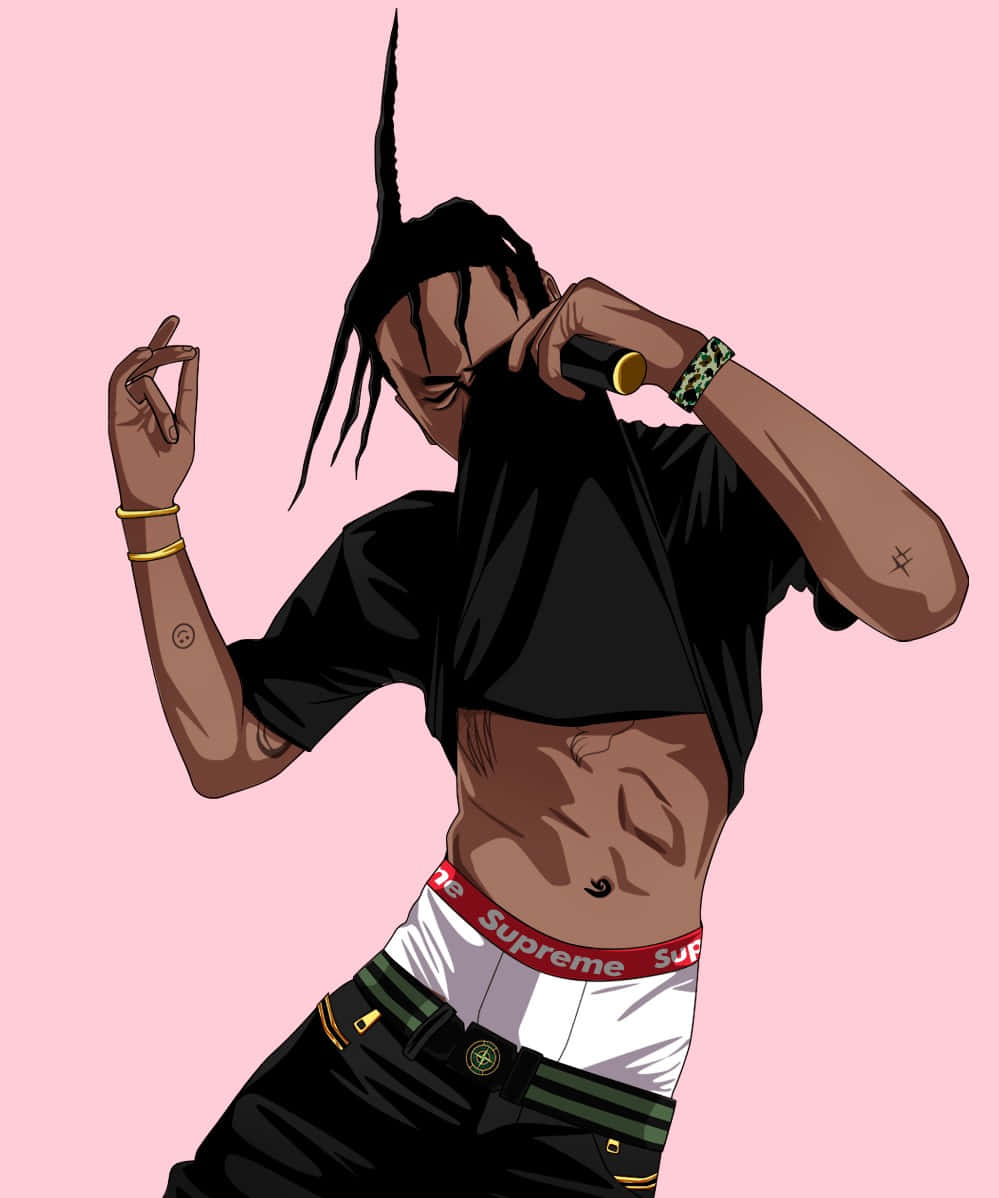 Cartoon Rapper Hype Travis Scott Vibe Background