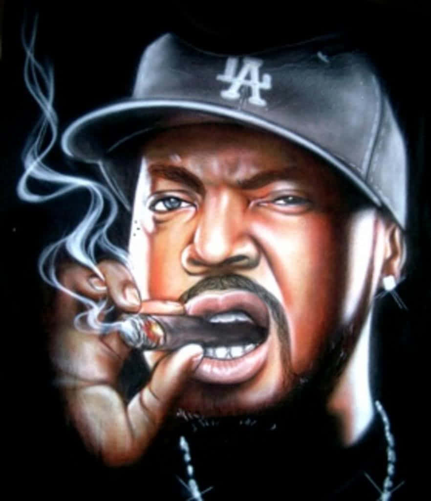 Cartoon Rapper Ice Cube Smoking Background
