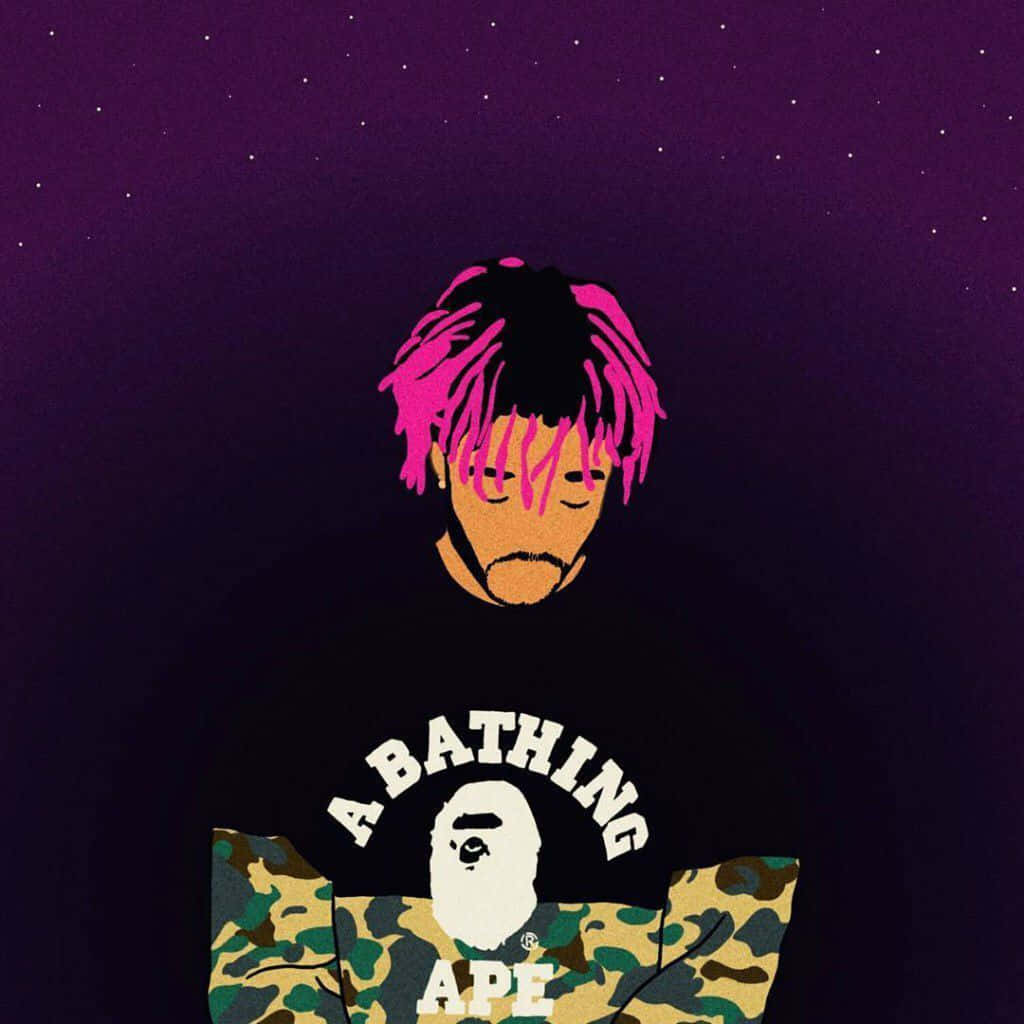Cartoon Rapper Lil Uzi Vert Pink Hair Background